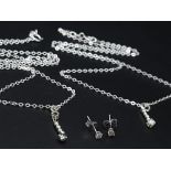 Collection of Sterling Silver Natural Diamond Jewellery. Featuring two stunning necklaces with