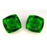 Two Square-Cut Green Diopside Gemstones. 21ctw.