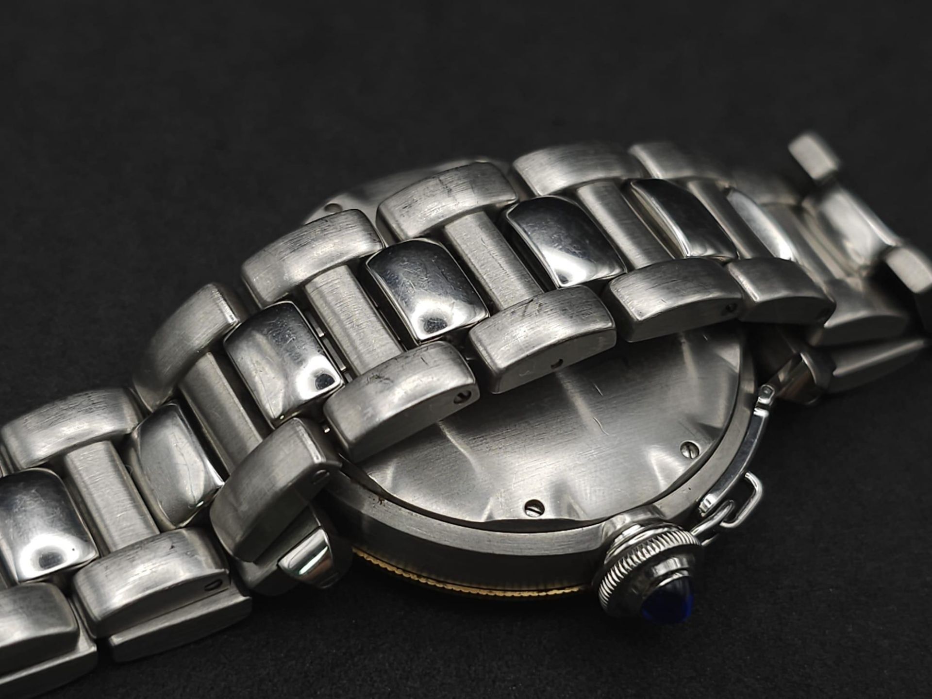 A Cartier de Pasha Automatic Gents Watch. Stainless steel bracelet and case - 38mm. Cream dial - Bild 10 aus 23