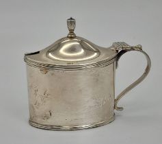 An Excellent Condition Antique Edwardian Hallmarked (1912) Silver Mustard Pot with Blue Glass Liner.