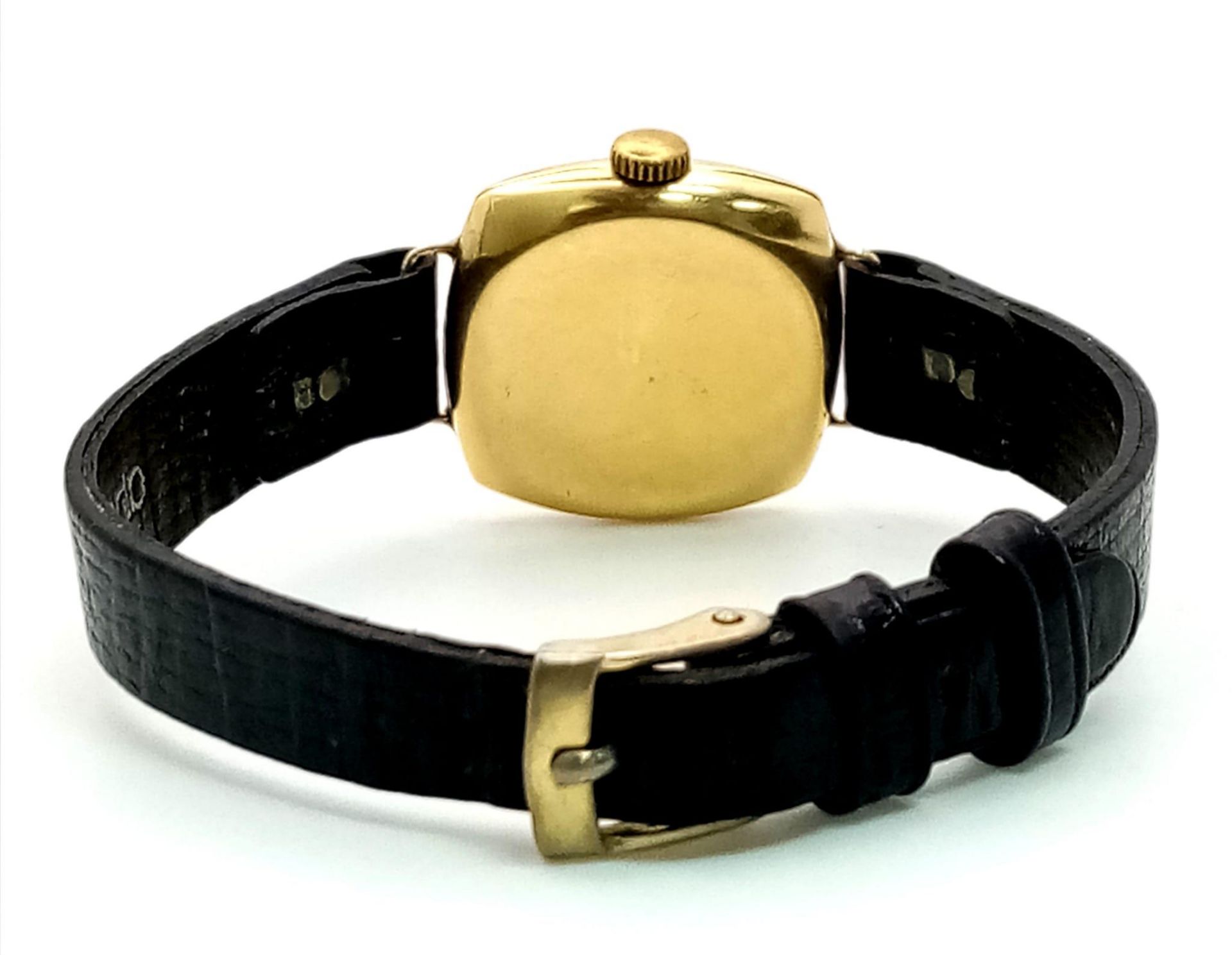 A Rare Vintage (1950s) Rolex Ladies 18k Gold Mechanical Watch. Black leather strap. 18k gold - Bild 11 aus 13