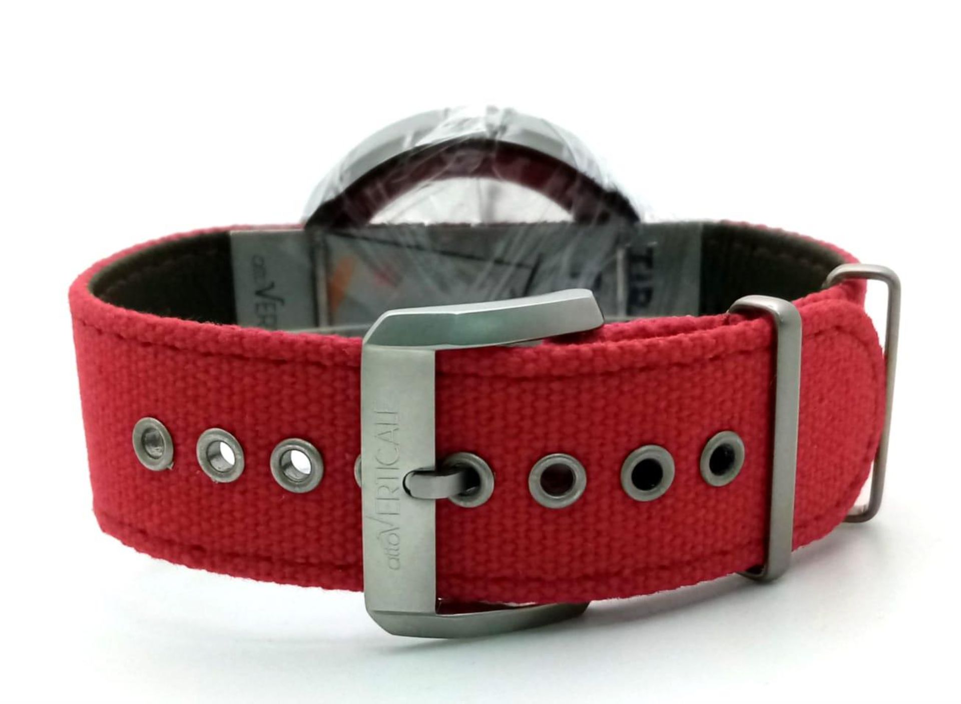A Gents Verticale Mechanical Skeleton Watch. Red textile strap. Case - 42mm. Top winder. In - Bild 11 aus 11