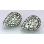 18K White Gold, Diamond (0.40ct) Set, Pear-shaped Stud Earrings. Measures 1cm. Weight: 2.3g A/S 8009