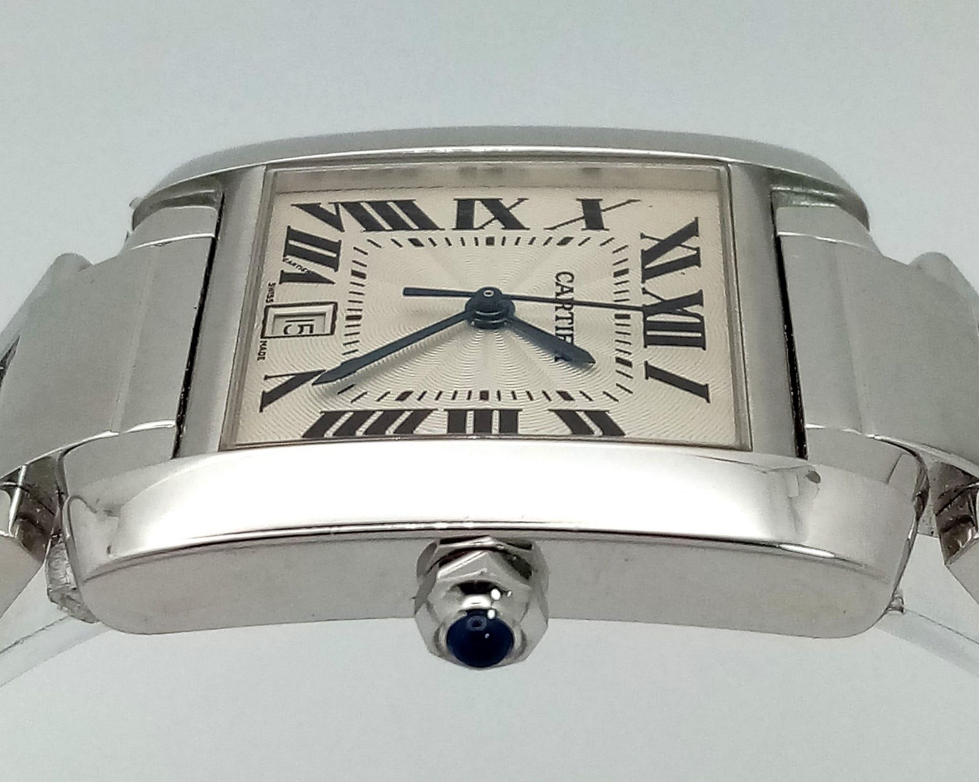 An 18K White Gold Cartier Francaise Tank Automatic Gents Watch. 18k gold bracelet and case - 28mm - Bild 7 aus 13