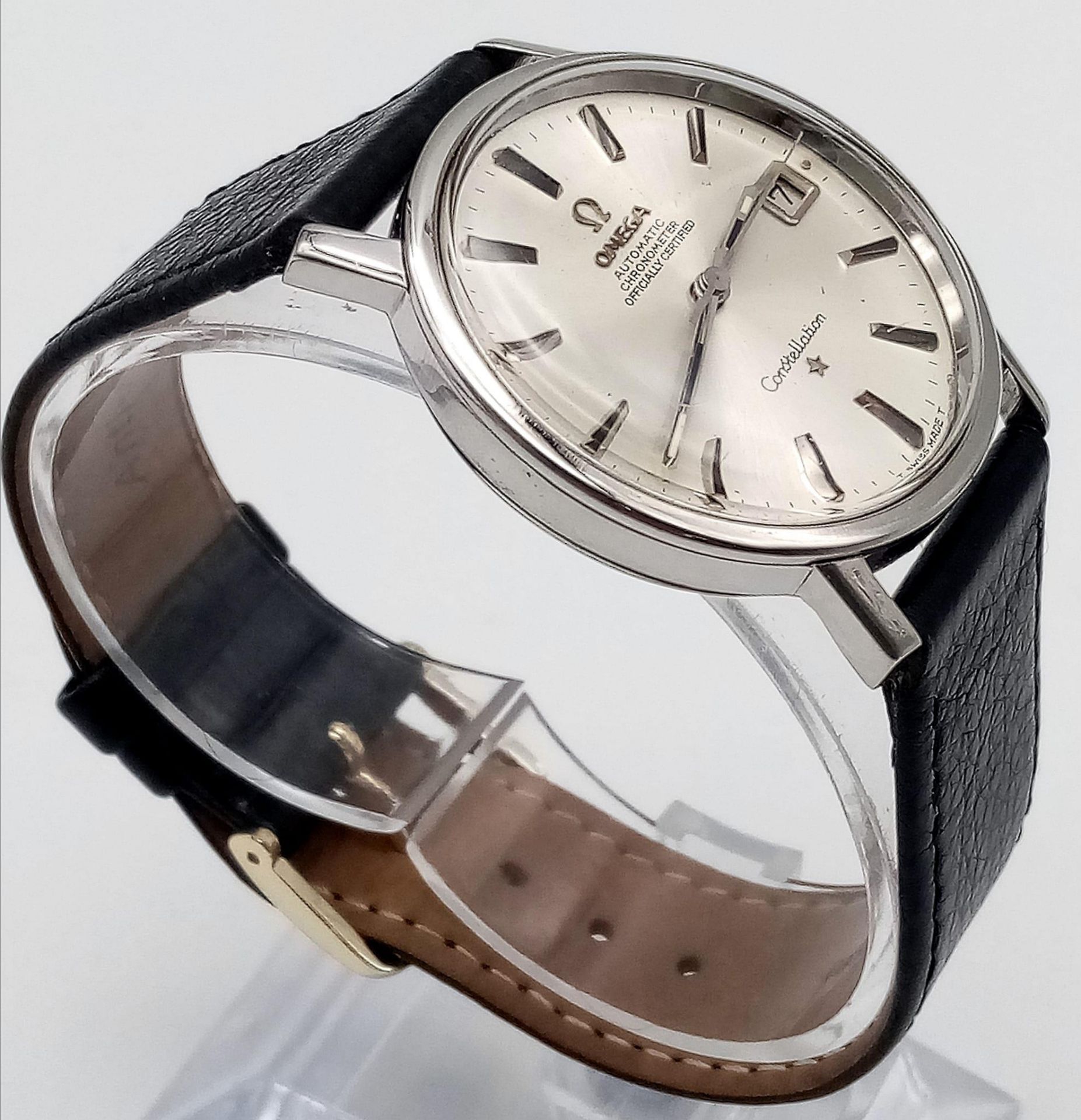 Omega Constellation Chronometer Men's Watch. Automatic movement, leather strap, 32mm dial. Circa - Image 6 of 13