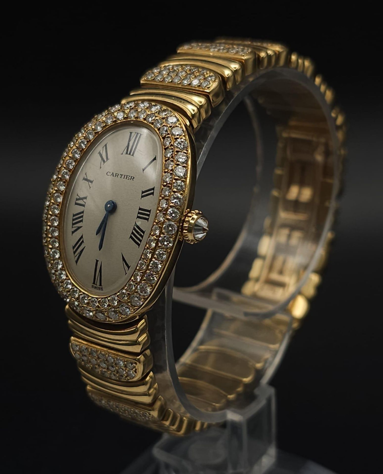 A Cartier Paris 18k Gold and Diamond Ladies Watch. 18k gold and diamond encrusted bracelet and - Bild 5 aus 29