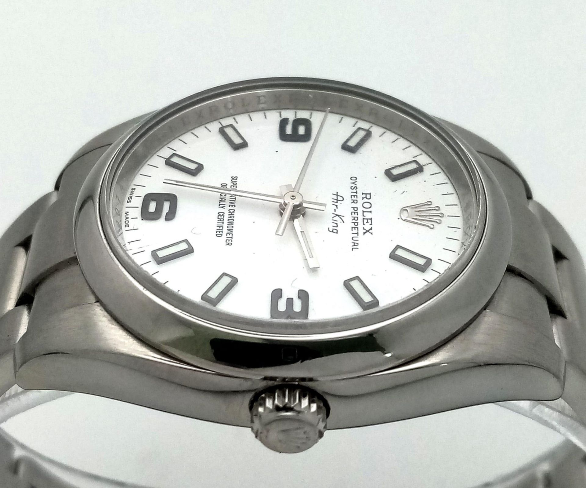 A Rolex Oyster Perpetual Air-King Gents Watch. Stainless steel bracelet and case - 35mm. White dial. - Bild 7 aus 17