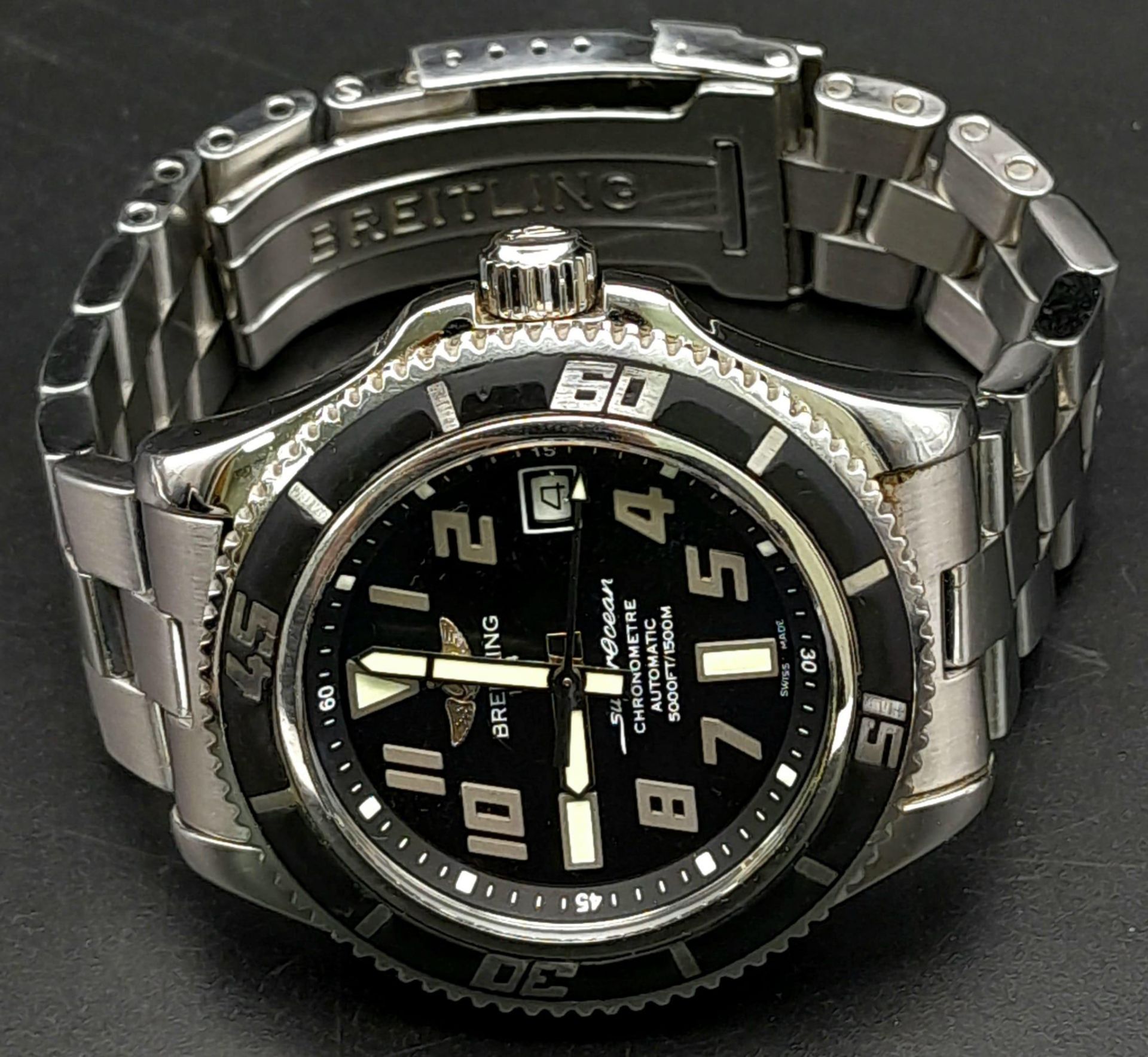 A Breitling SuperOcean Automatic Gents Watch. Stainless steel strap and case - 42mm. Matt black - Image 7 of 27