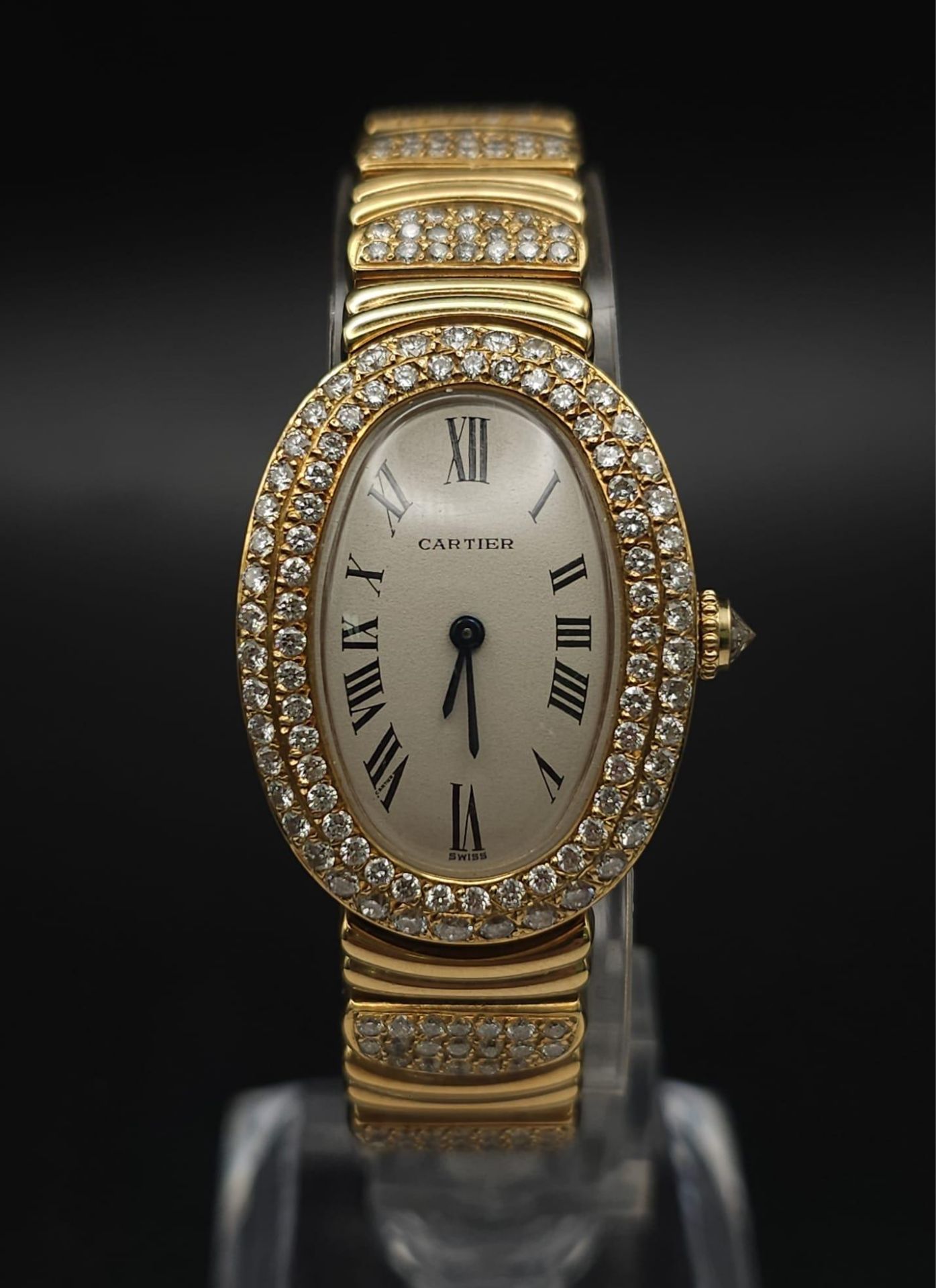 A Cartier Paris 18k Gold and Diamond Ladies Watch. 18k gold and diamond encrusted bracelet and - Bild 3 aus 29