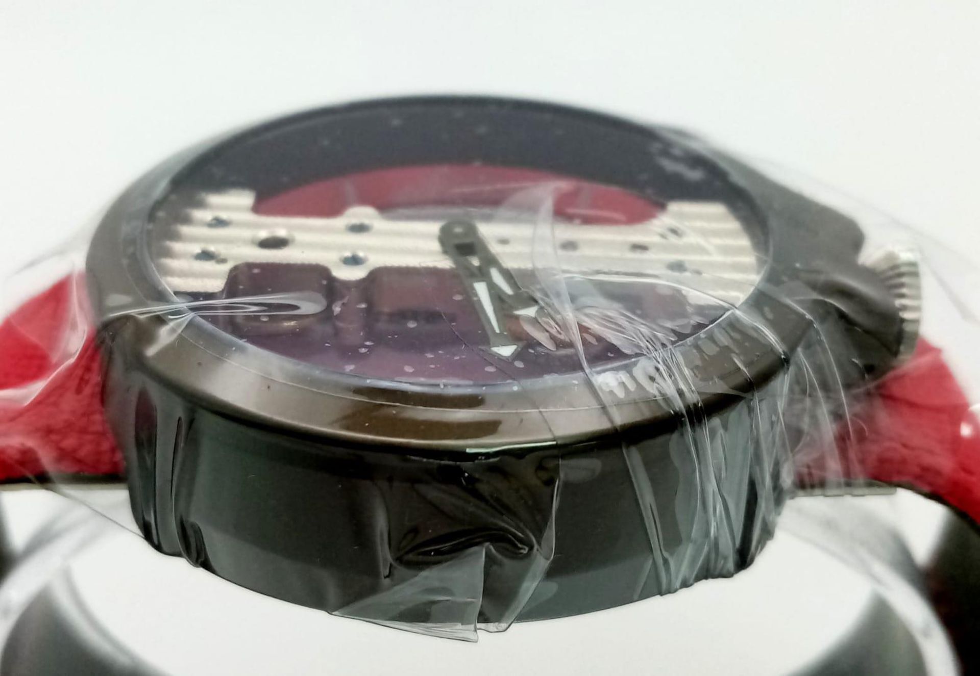 A Gents Verticale Mechanical Skeleton Watch. Red textile strap. Case - 42mm. Top winder. In - Bild 8 aus 11