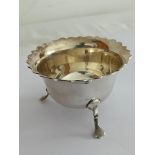 Beautiful Vintage SILVER SUGAR BOWL having serpentine top and standing on three legs with Paw
