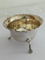 Beautiful Vintage SILVER SUGAR BOWL having serpentine top and standing on three legs with Paw