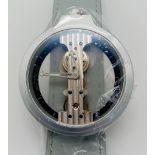 A Gents Verticale Mechanical Skeleton Watch. Grey leather strap. Case - 42mm. Top winder. In