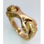 9K Yellow Gold Horse Bit Fancy Ring. Size: Q Weight: 9.6g SC-3072