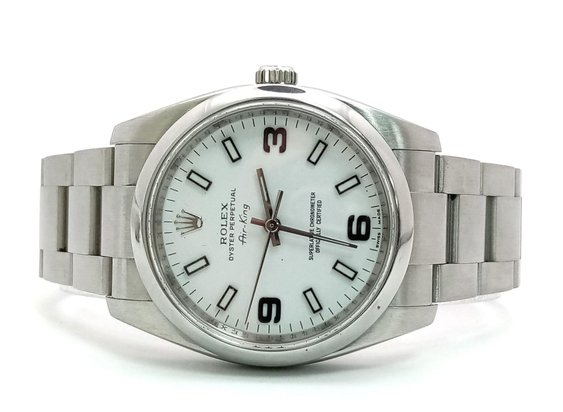 A Rolex Oyster Perpetual Air-King Gents Watch. Stainless steel bracelet and case - 35mm. White dial. - Bild 9 aus 17