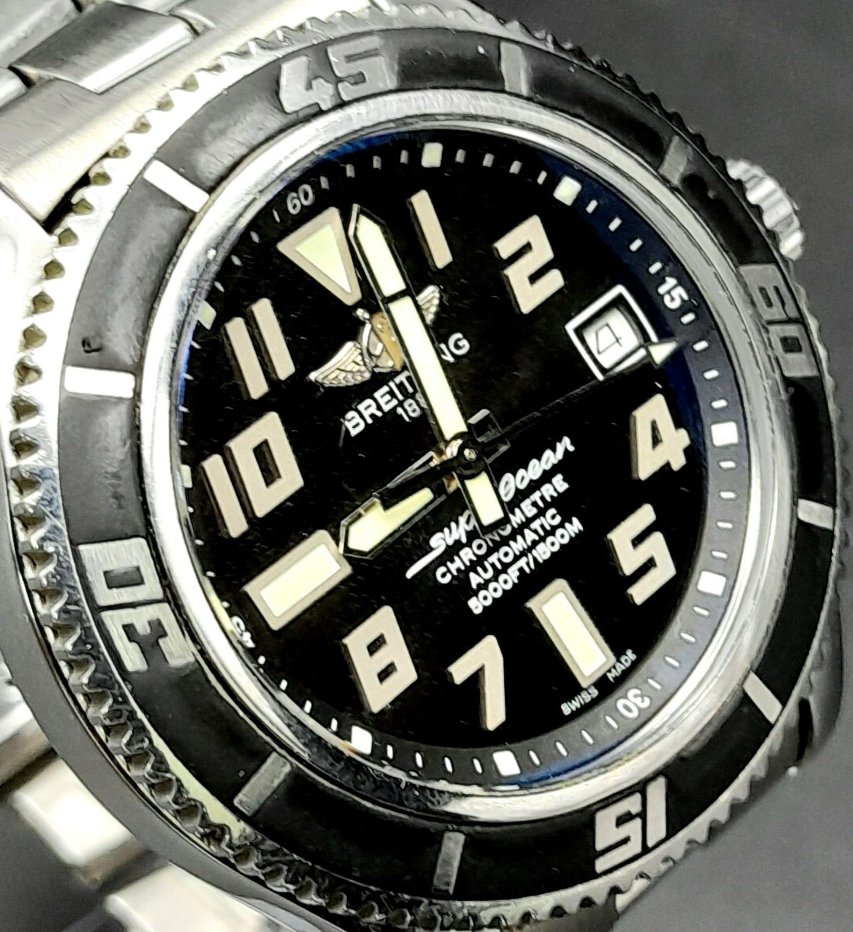 A Breitling SuperOcean Automatic Gents Watch. Stainless steel strap and case - 42mm. Matt black - Image 5 of 27