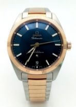 A Stylish Omega Bi-Metal Constellation Globemaster Gents Watch. Omega 18k Sedna Gold Strap and