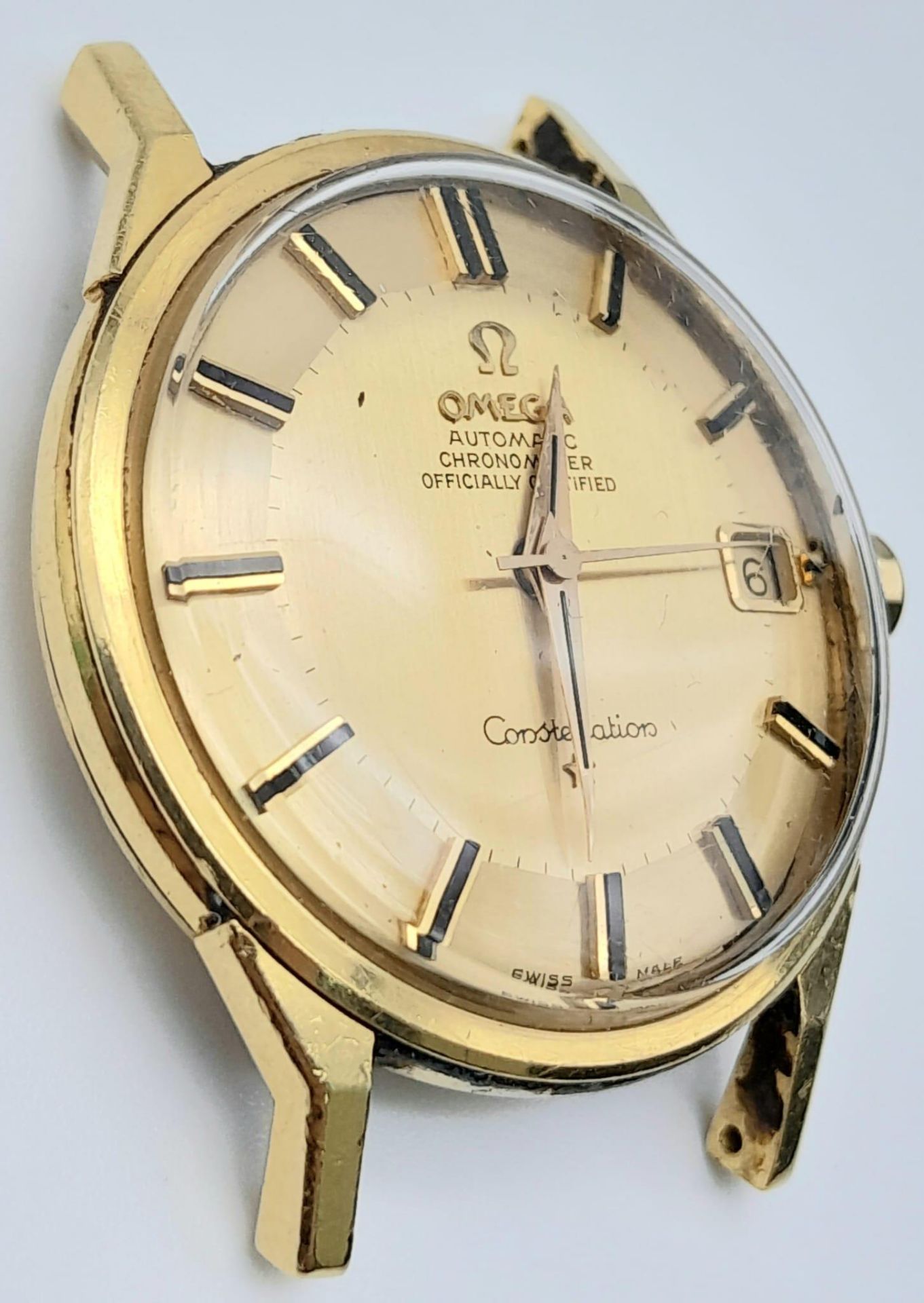 A Vintage Omega 18K Gold Constellation Watch. Just the case -34mm, gold tone dial with date window - Bild 9 aus 9