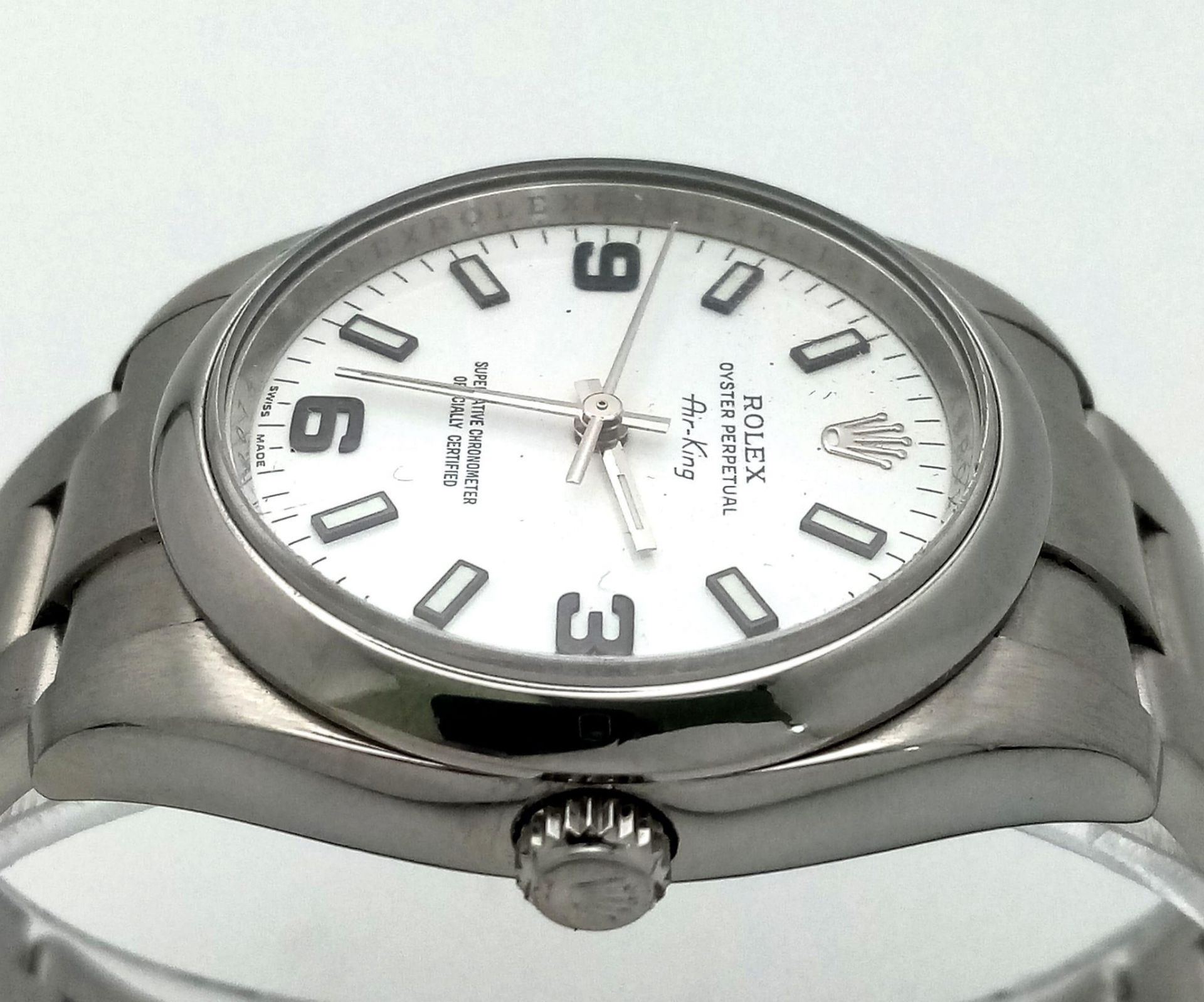 A Rolex Oyster Perpetual Air-King Gents Watch. Stainless steel bracelet and case - 35mm. White dial. - Bild 8 aus 17