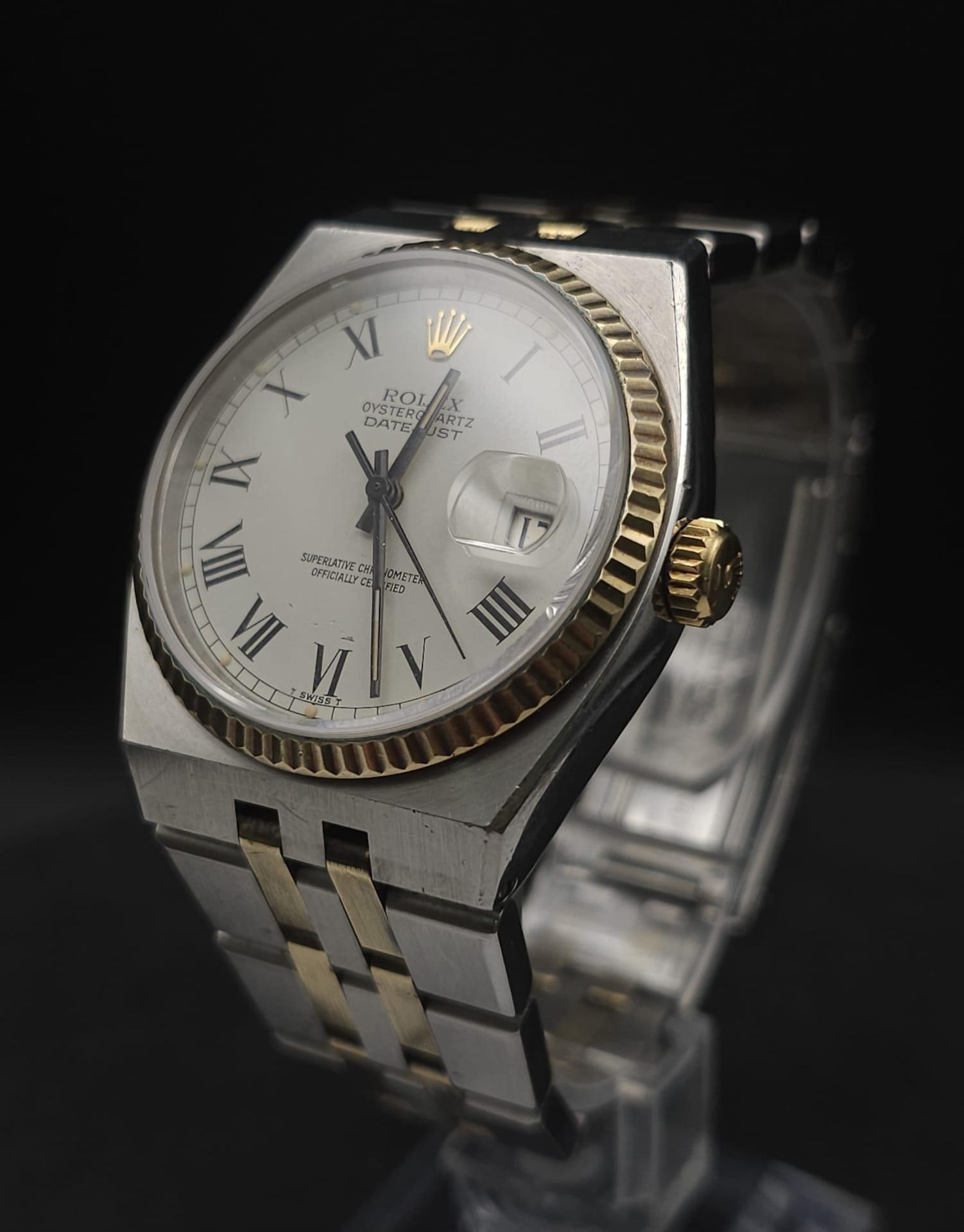 A Rare Bi-Metal Rolex Oyster Quartz Datejust Gents Watch. Gold and stainless steel bracelet and case - Image 5 of 21