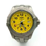 A Breitling Avenger Seawolf Titanium Gents Watch. Titanium bracelet and case - 45mm. Yellow dial