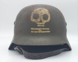 WW2 Hungarian Helmet used by the Finnish 4th Division Kev Os 4 “White Death Unit” Helmet.