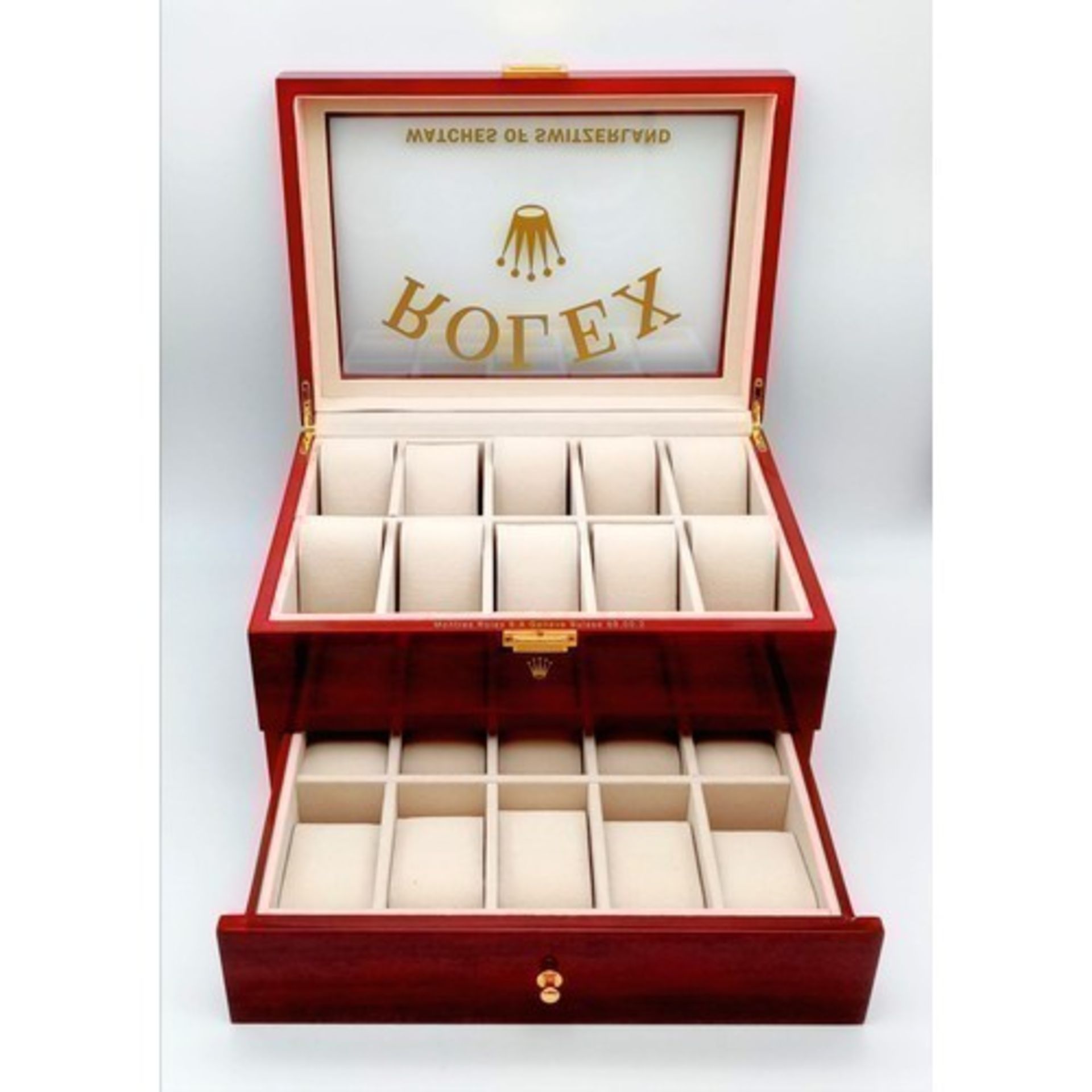 A Two-Tier Elite Watch Display Case - Perfect for Rolex Watches. 20 plush watch spaces on two - Bild 2 aus 3