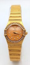 An Omega 18K Yellow Gold Constellation Ladies Watch. 18K gold bracelet and case - 23mm. Gold tone