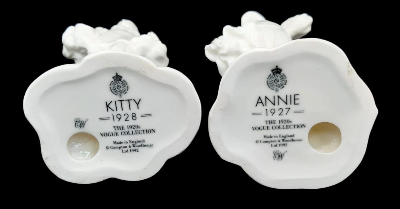 A pair of Royal Worcester bone china figurines, Annie and Kitty, from the 1920's Vogue Collection, - Image 5 of 5