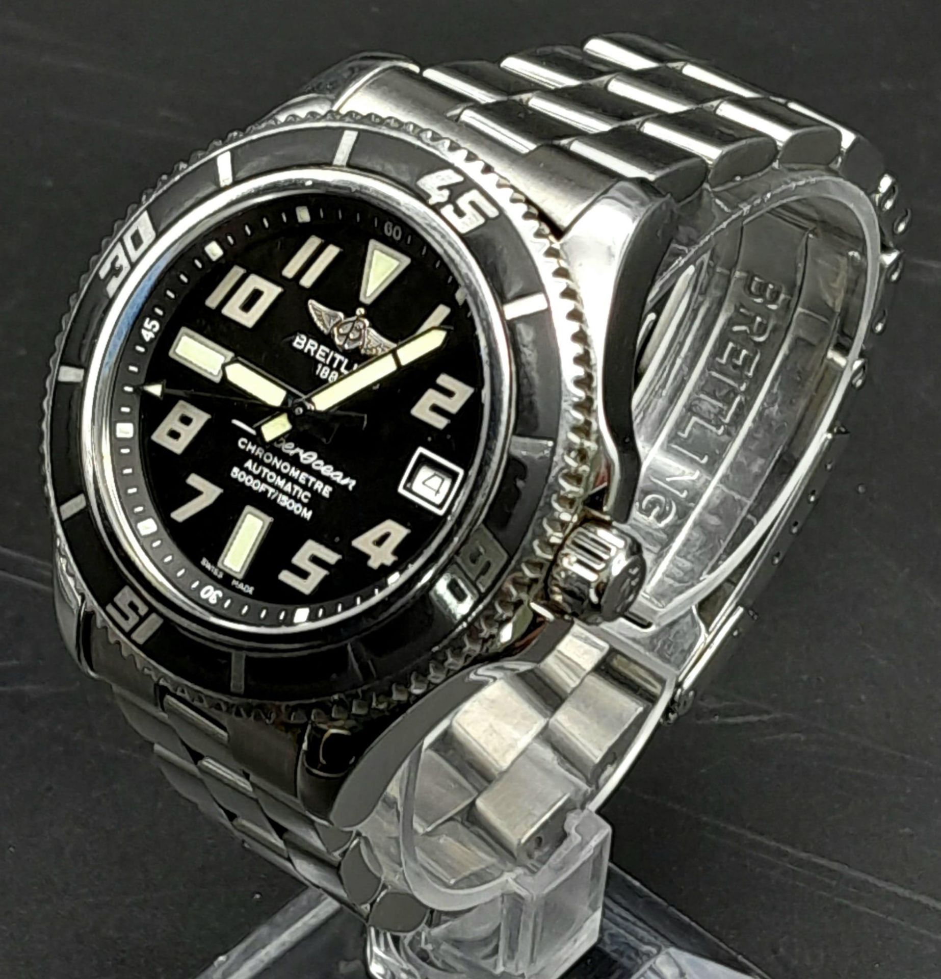 A Breitling SuperOcean Automatic Gents Watch. Stainless steel strap and case - 42mm. Matt black - Image 2 of 27