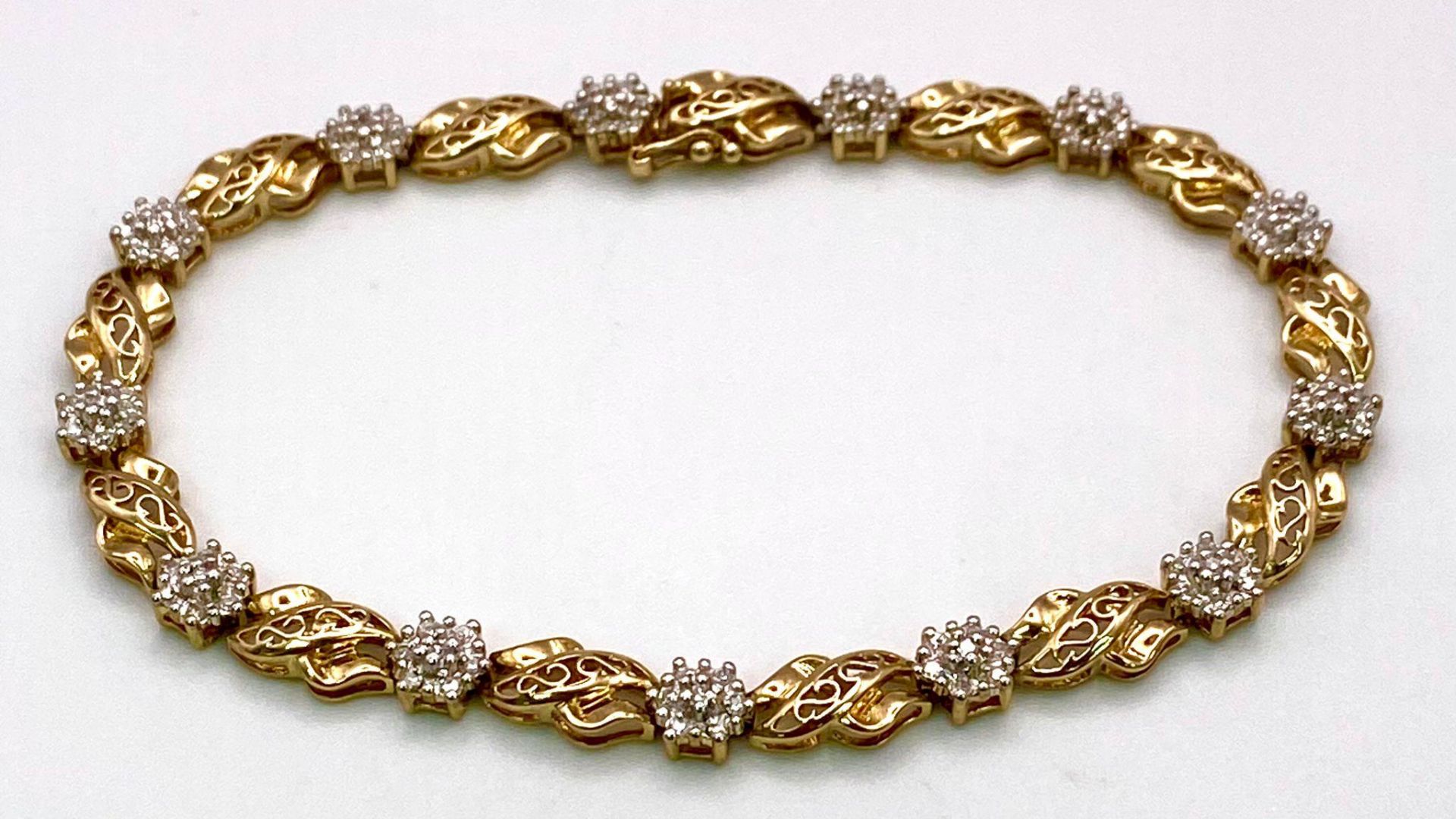 9K Yellow Gold Diamond, 0.65CT, Set Bracelet. Length: 18cm Weight: 9.7g SC-3067 - Image 6 of 9