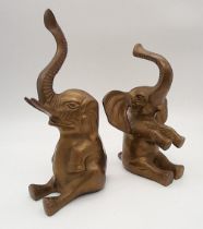 Pair of Antique Brass Lucky Elephants. This wonderful pair could be used as bookends or lucky home