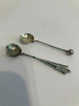 2 x Antique SILVER SALT SPOONS 1898 and 1910 Both with full hallmarks for William Devenport and