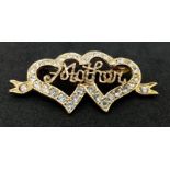 Vintage Sterling Silver Gilt Stone Set ‘Mother Brooch’. Excellent Condition, in its Presentation