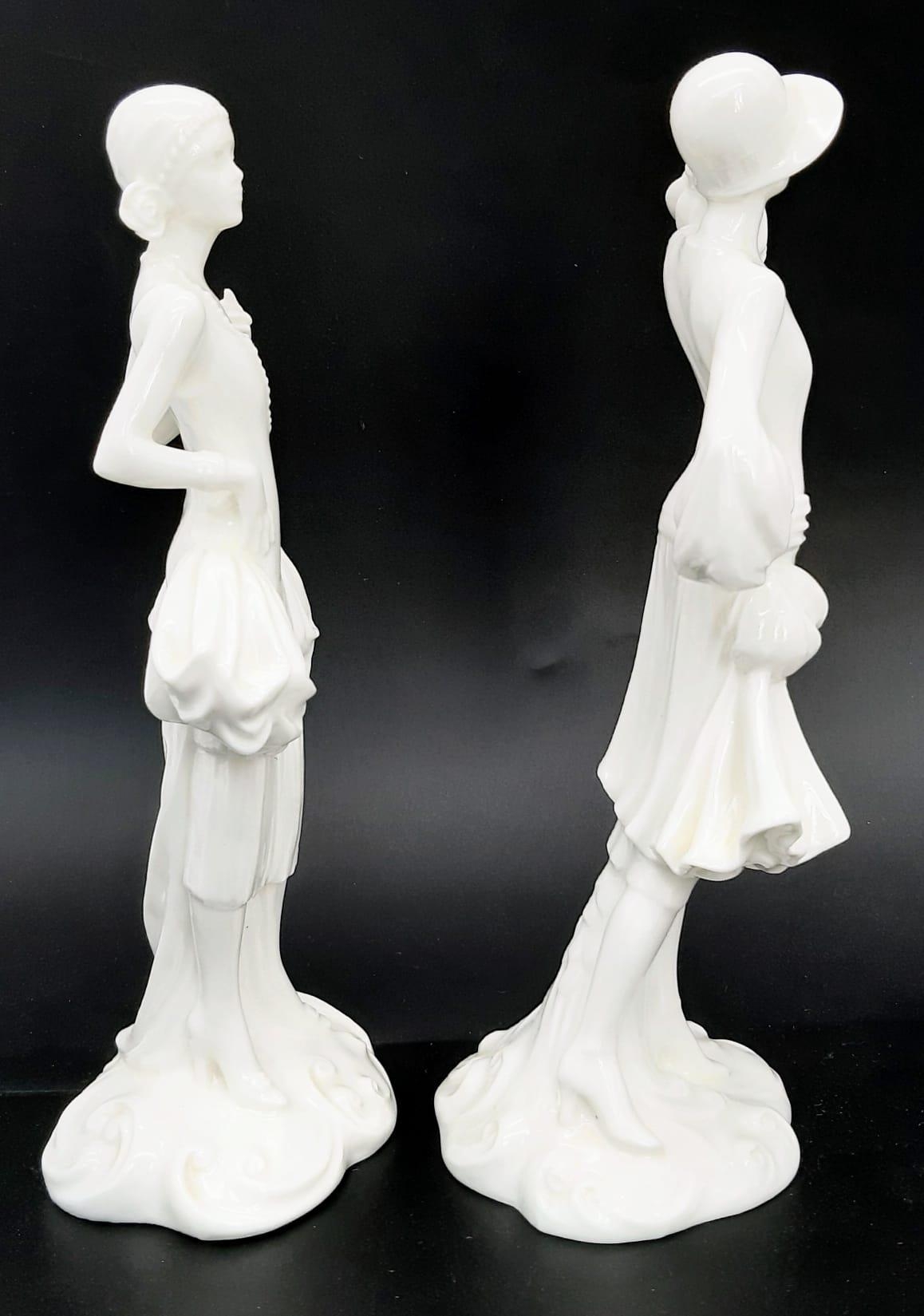 A pair of Royal Worcester bone china figurines, Annie and Kitty, from the 1920's Vogue Collection, - Image 4 of 5