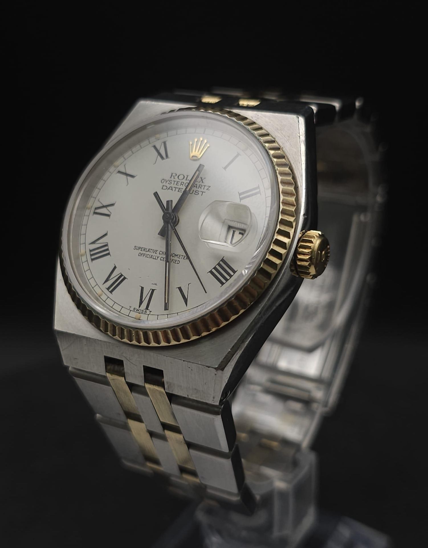 A Rare Bi-Metal Rolex Oyster Quartz Datejust Gents Watch. Gold and stainless steel bracelet and case - Image 4 of 21