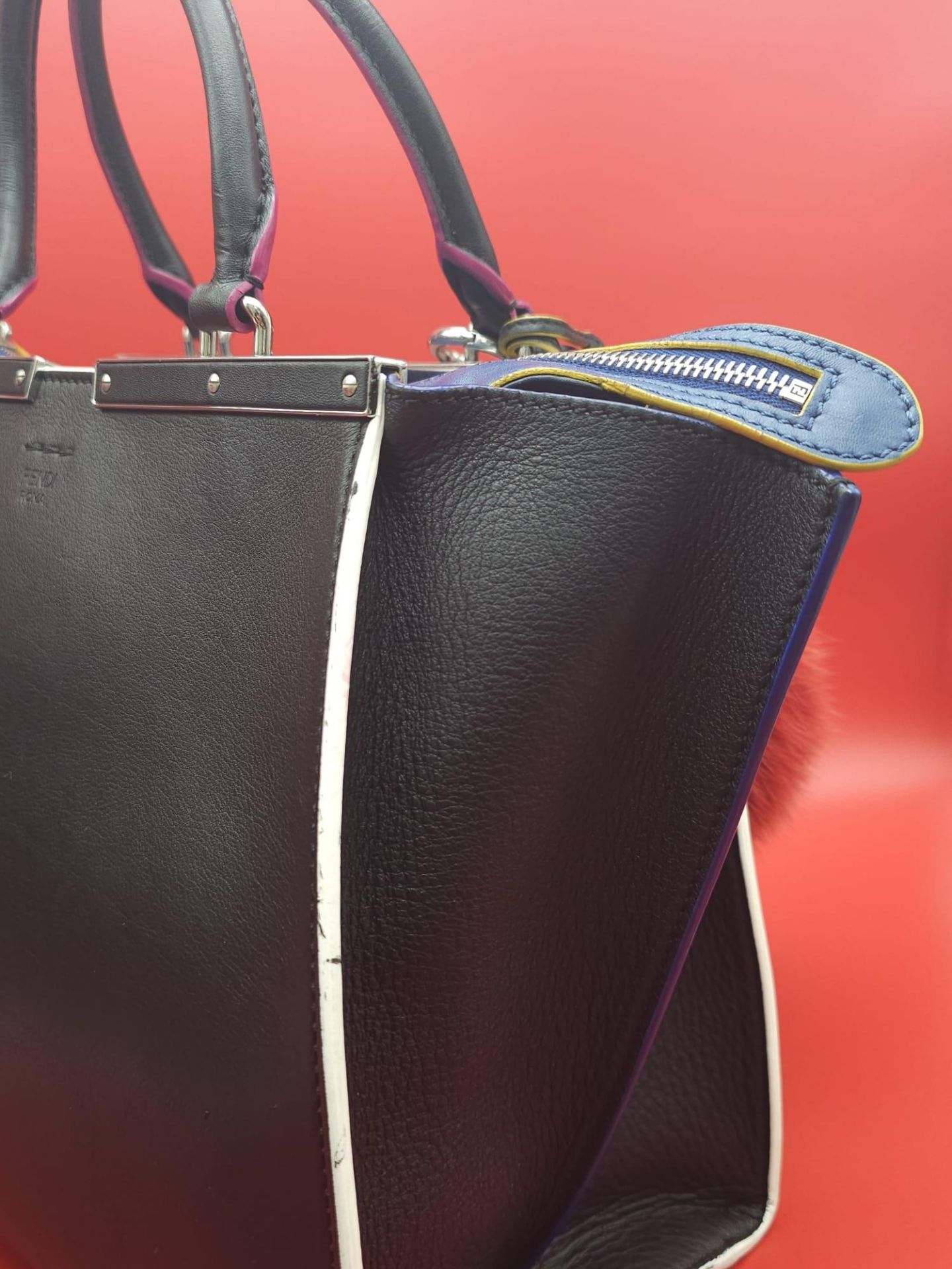 A Fendi Black 3 Jours Handbag. Black leather exterior with multi-colour trim. Features soft wings - Image 11 of 15