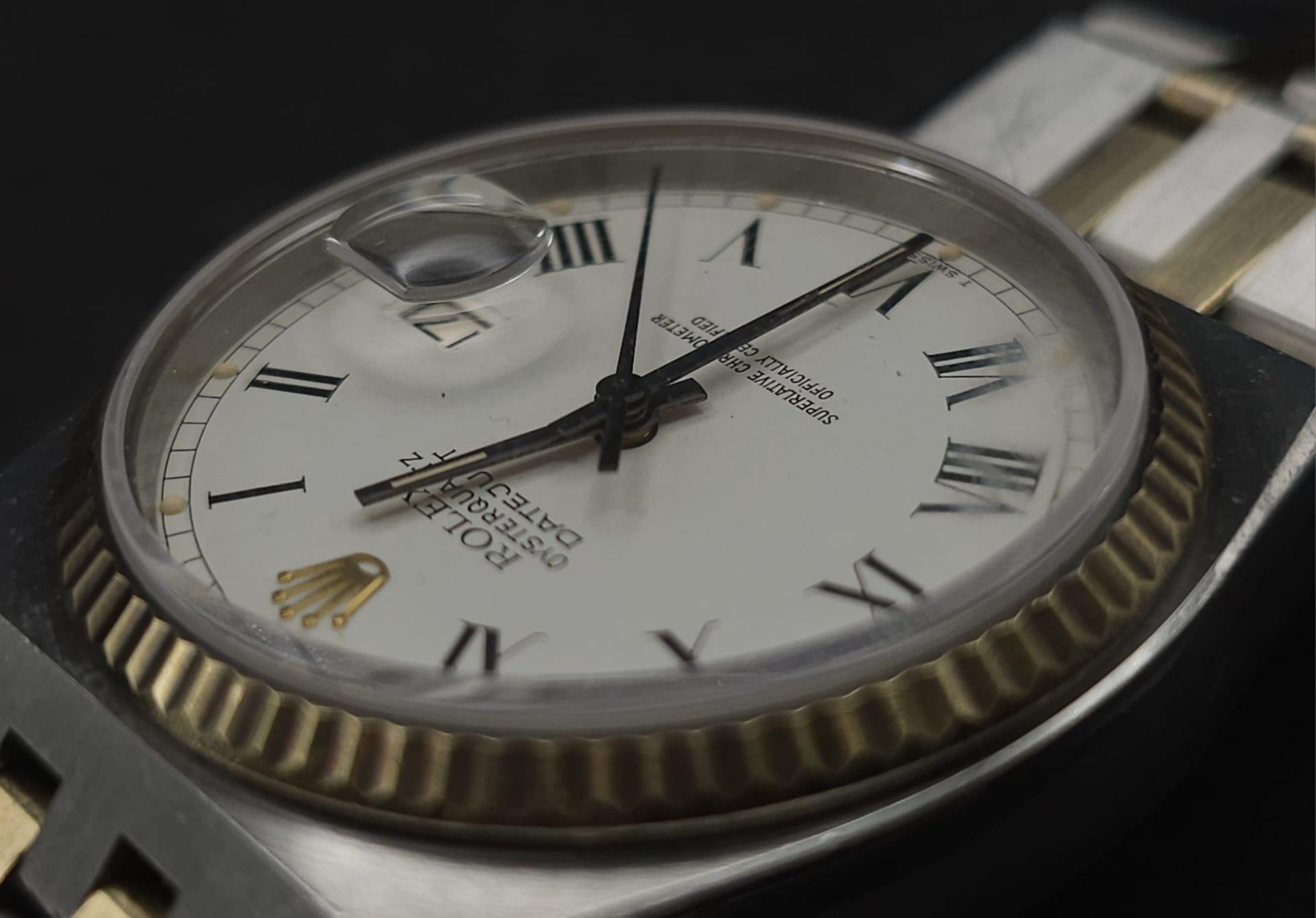 A Rare Bi-Metal Rolex Oyster Quartz Datejust Gents Watch. Gold and stainless steel bracelet and case - Image 11 of 21