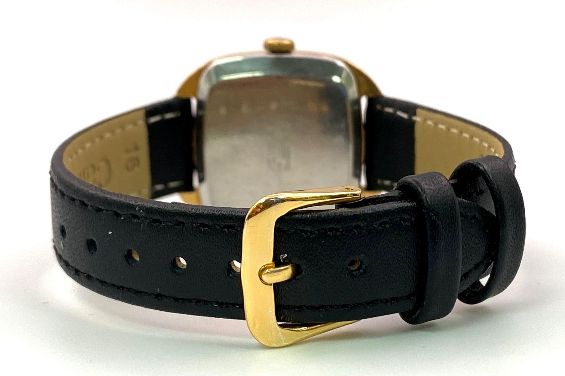 A Vintage 1950s Oris Gents Mechanical Watch. Black leather strap. Gold plated square case - 31mm. - Image 6 of 11