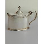 Vintage 1989 SILVER MAPPIN and WEBB MUSTARD POT with blue glass liner in perfect condition. Silver