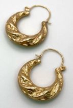 A Pair of 9K Yellow Gold Creole Earrings. 1.5g total weight.