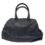 An Yves Saint Laurent Black Easy Bag. Leather exterior with gold hardware, double zipper, and 5
