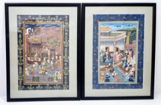 Stunning Pair of Persian Artwork. Both pieces are elaborately bordered, with loads of beautiful