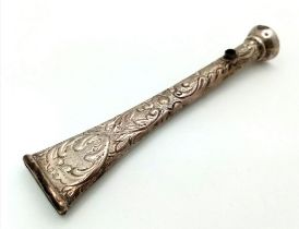 A Highly Detailed Antique Silver Opium Pipe. 12cm Length. 17.68 Grams.