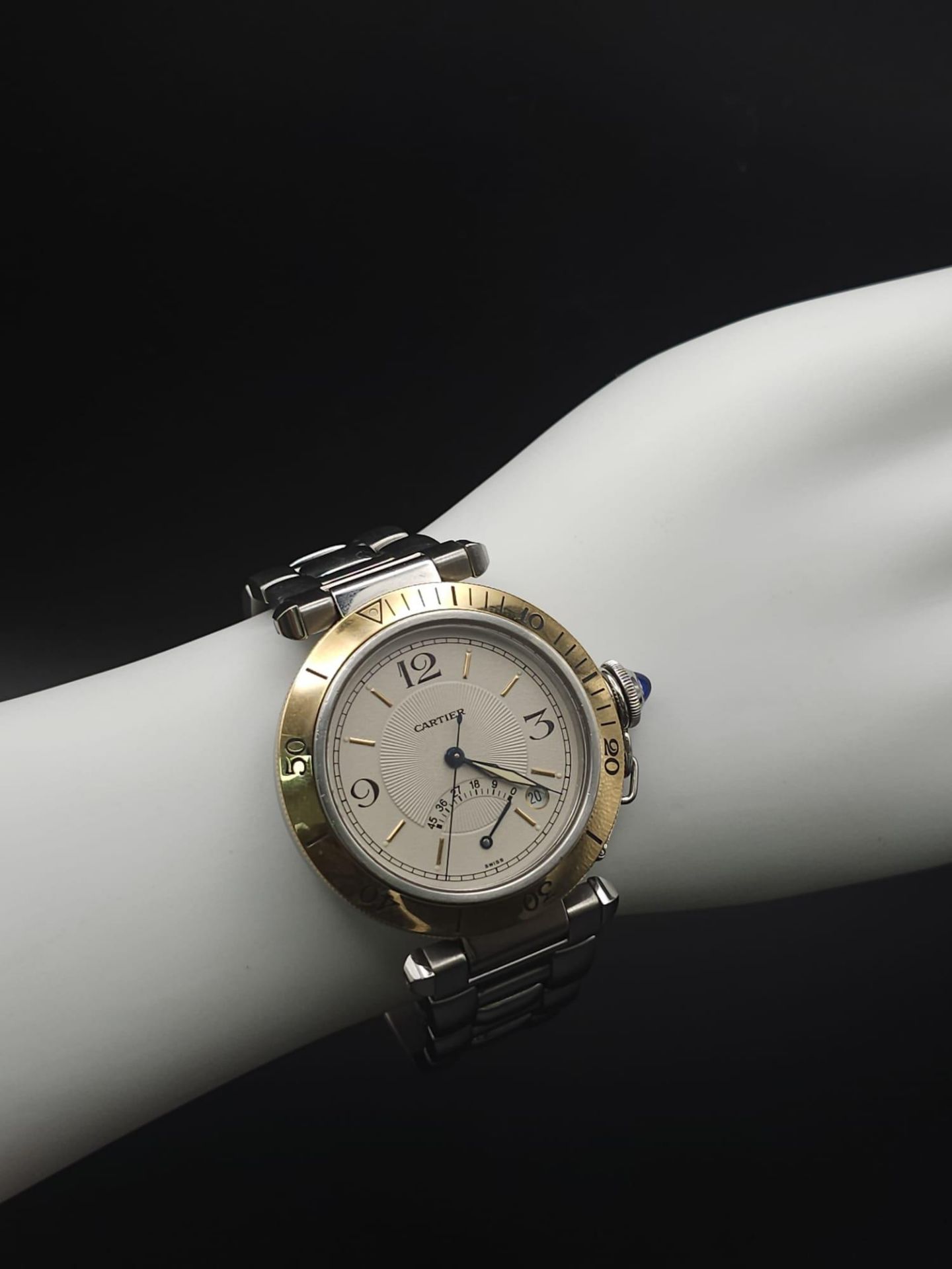 A Cartier de Pasha Automatic Gents Watch. Stainless steel bracelet and case - 38mm. Cream dial - Bild 22 aus 23