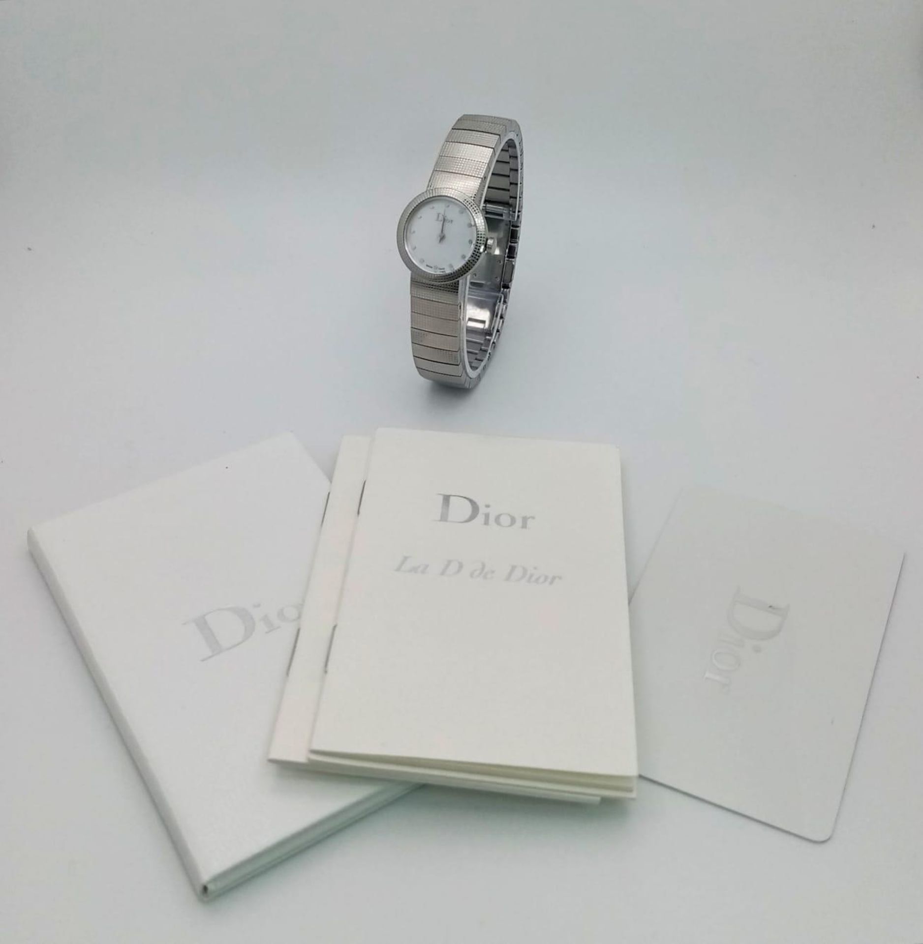 A Designer Christian Dior Quartz Ladies Watch. Stainless steel bracelet and case - 23mm. White dial. - Image 10 of 10