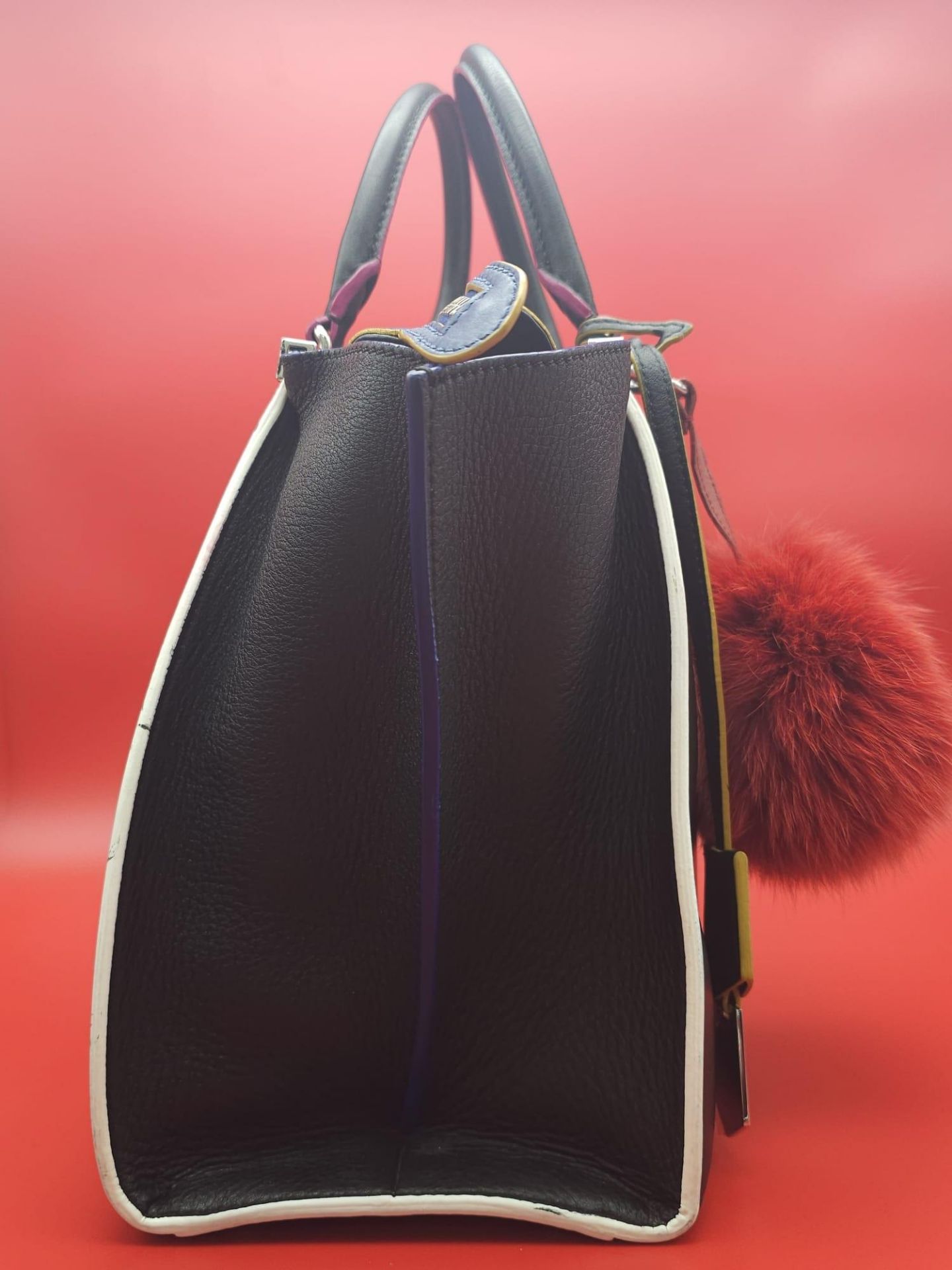 A Fendi Black 3 Jours Handbag. Black leather exterior with multi-colour trim. Features soft wings - Image 5 of 15