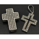 2x Sterling Silver Stone Set Crosses. Both measuring 1.5cm. Weight: 2.7g SC-3035