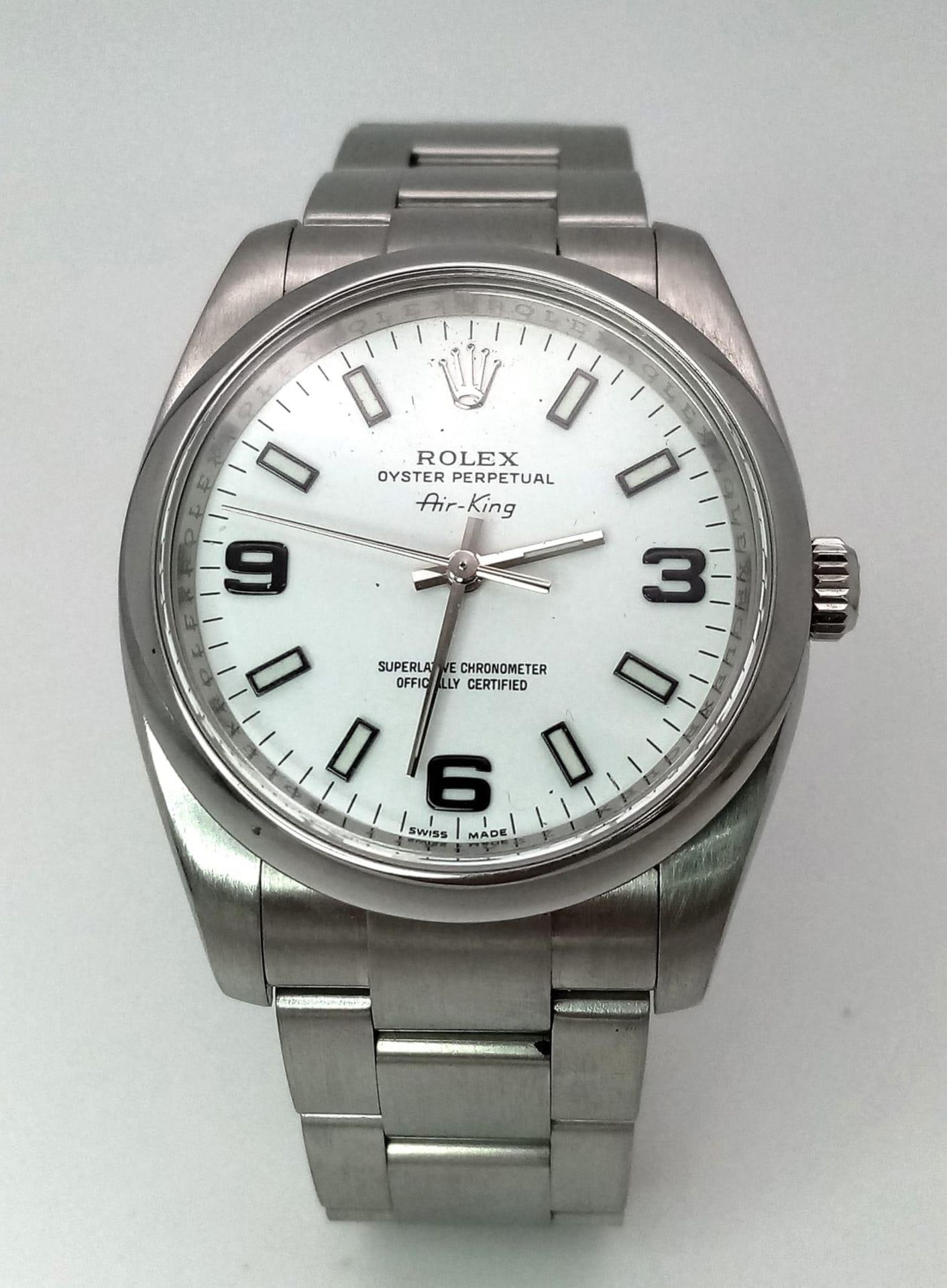 A Rolex Oyster Perpetual Air-King Gents Watch. Stainless steel bracelet and case - 35mm. White dial. - Bild 4 aus 17