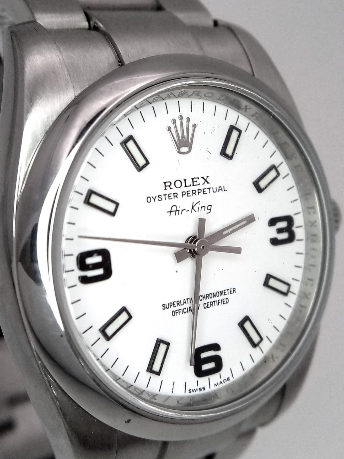 A Rolex Oyster Perpetual Air-King Gents Watch. Stainless steel bracelet and case - 35mm. White dial. - Bild 6 aus 17